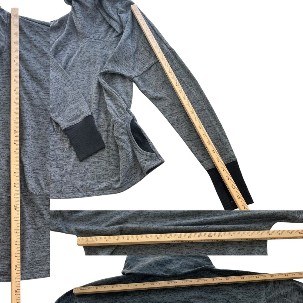 Athleta Womens S Charcoal Heather Batwing and Robin Cowl Neck Sweatshirt #918996 - Picture 4 of 14